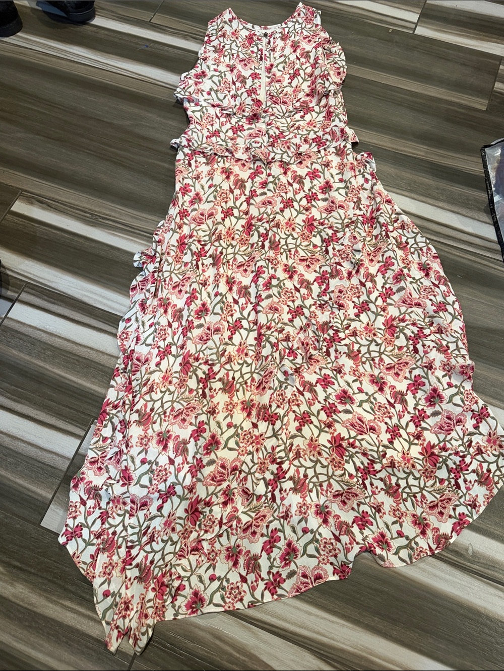 Sundance Asymmetrical Pink Floral Maxi Dress
